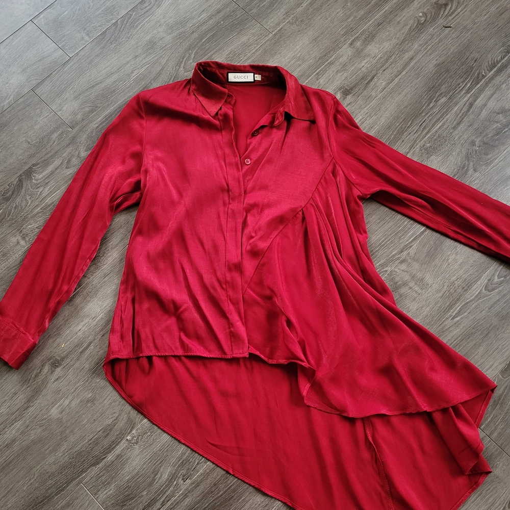 Red Asymmetrical Blouse